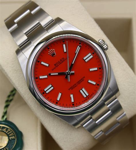 rolex uhr rotes zifferblatt|rolex oyster perpetual 41 uhr.